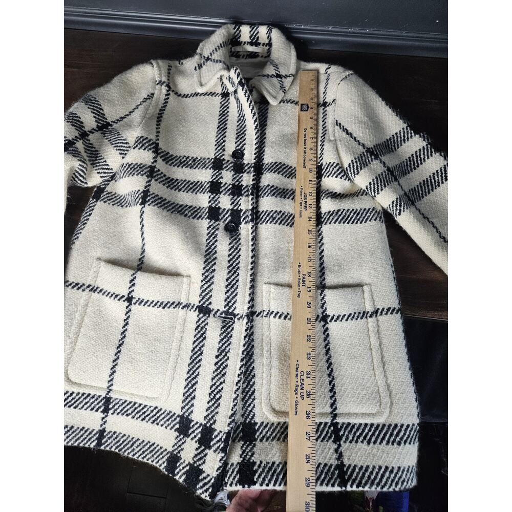 Burberry White Cream Ivory Black Plaid London England Coat Womens Size 6 - Picture 10 of 11